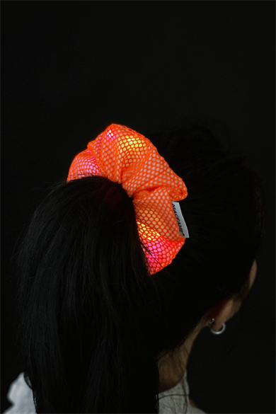 Işıklı Scrunchie Lastik Toka Turuncu