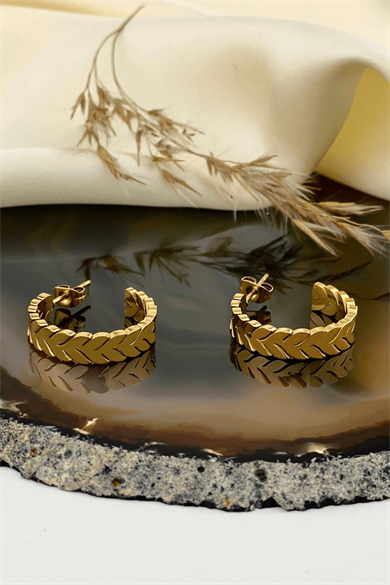 Sıralı Ok Halka Küpe Gold