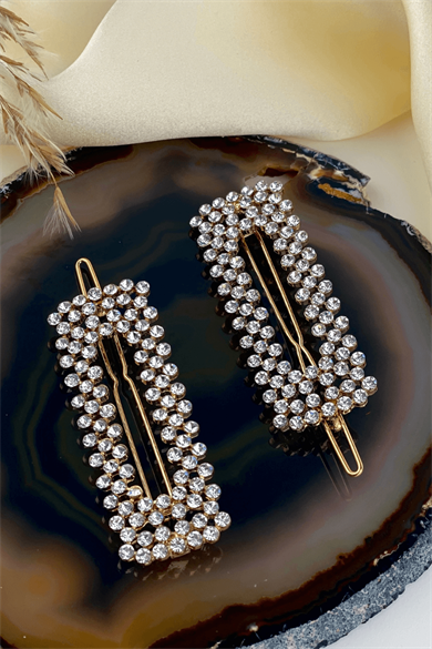 Taşlı Altın Yan Toka Seti