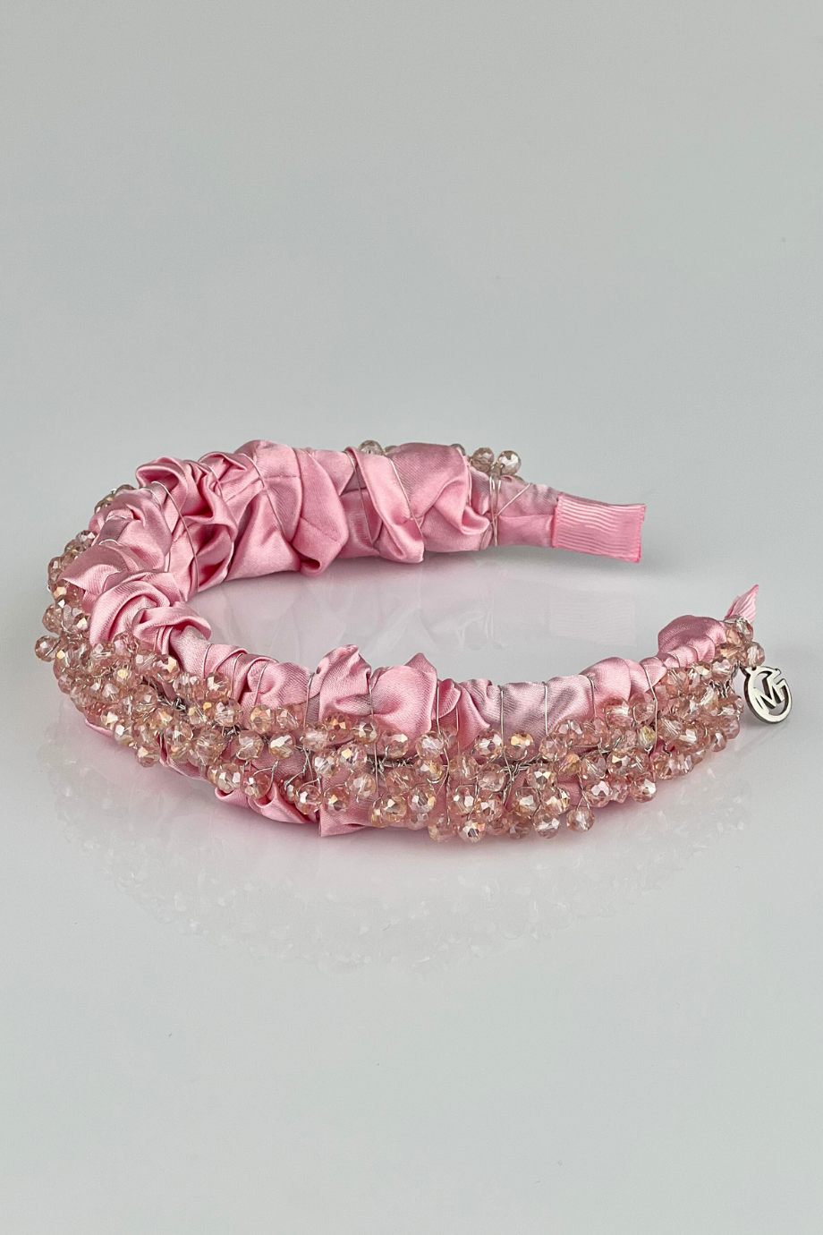 Gold Crystal Bridal Headband Pink