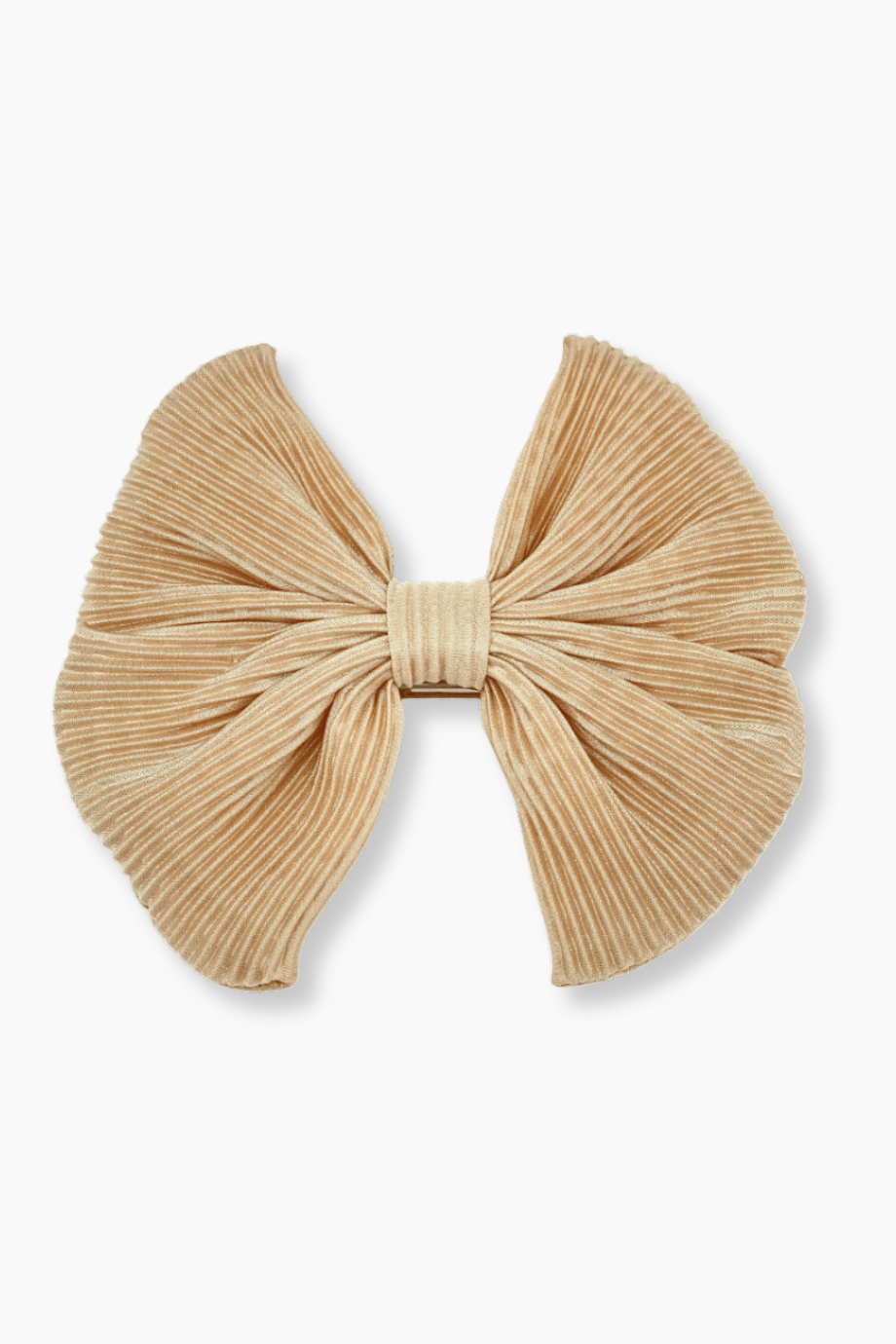 Beige Pleated Bow Hair Clip