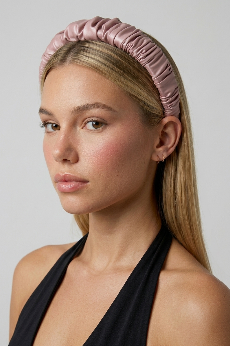 Shirred Leather Headband Powder