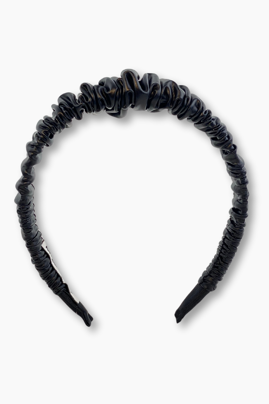 Shirred Leather Headband Black