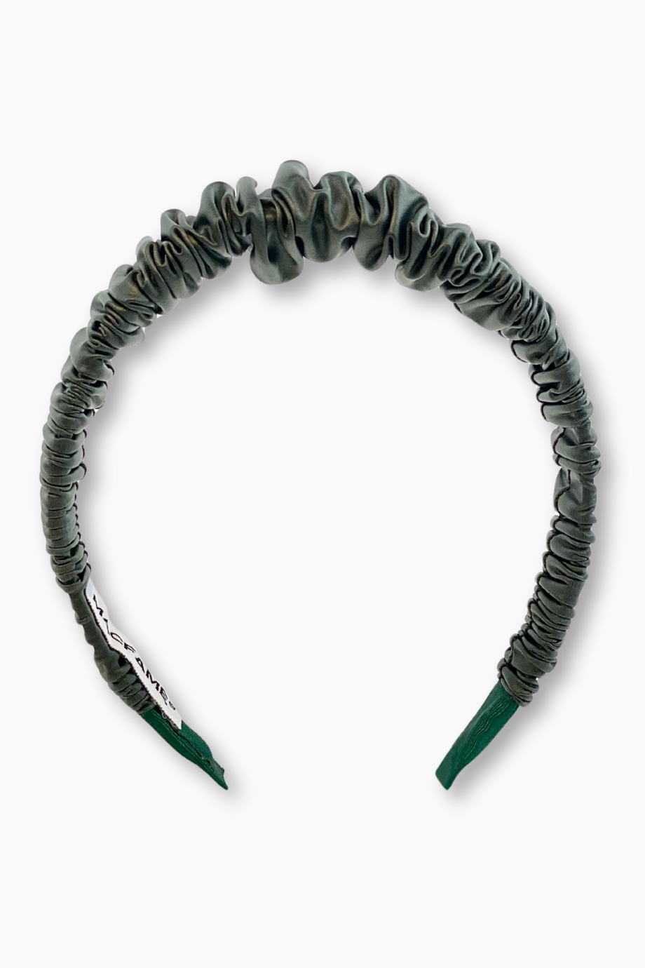 Shirred Leather Headband Green