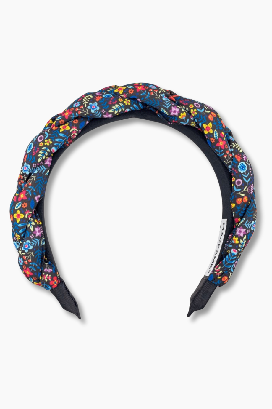 Floral Print Braided Headband Navy Blue
