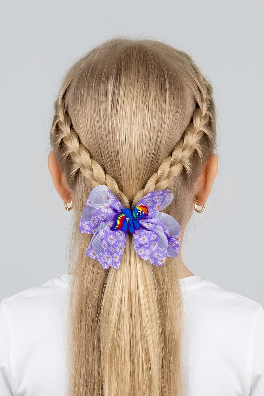 Macfame Horse Figure Patterned Grosgrain Ribbon Kids Snap (Automatic) Buckle Lilac