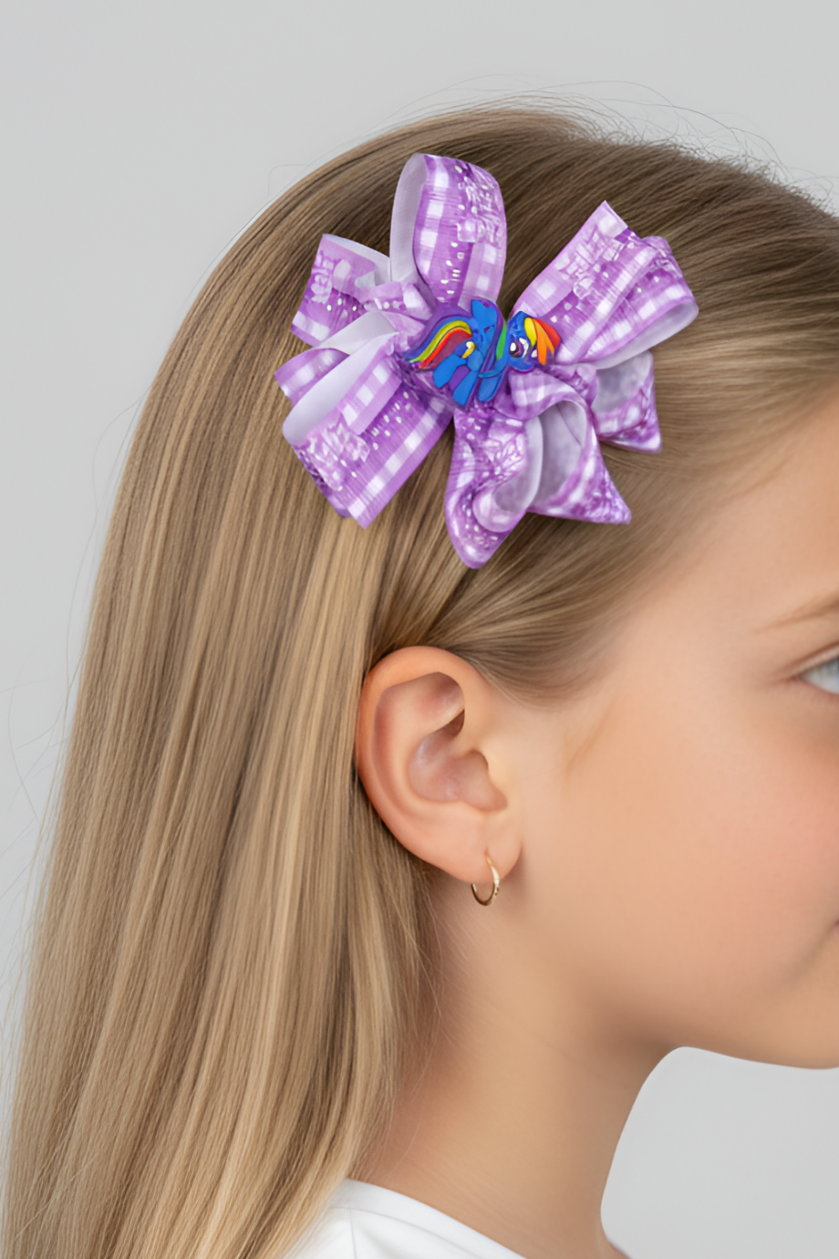 Macfame Horse Figure Patterned Grosgrain Ribbon Kids Snap (Automatic) Buckle Purple