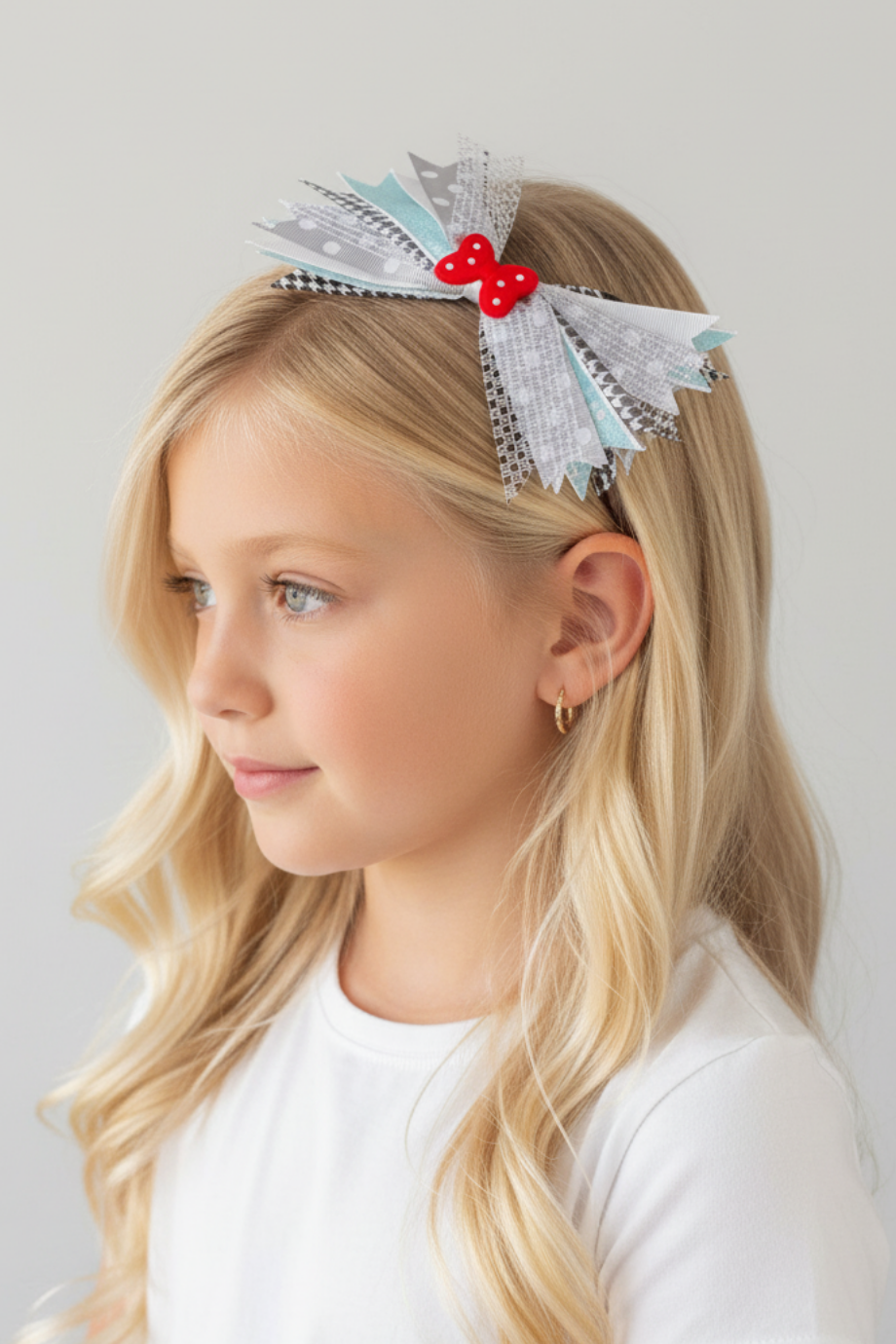 Macfame Multi Bow Butterfly Figure Kid's Tiara Gray