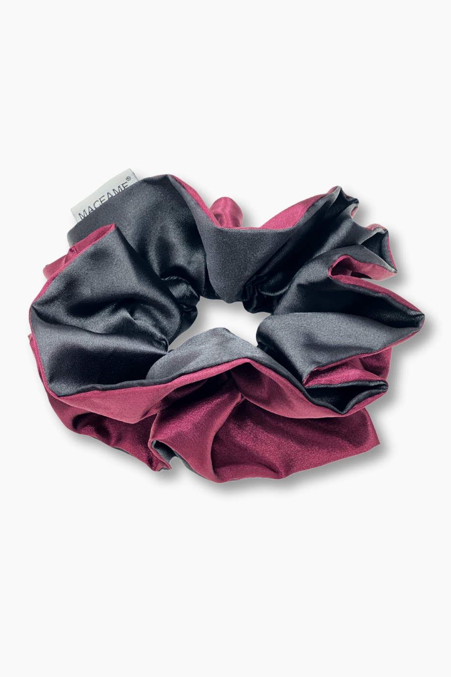 Büyük Saten Scrunchie Toka Bordo Renk