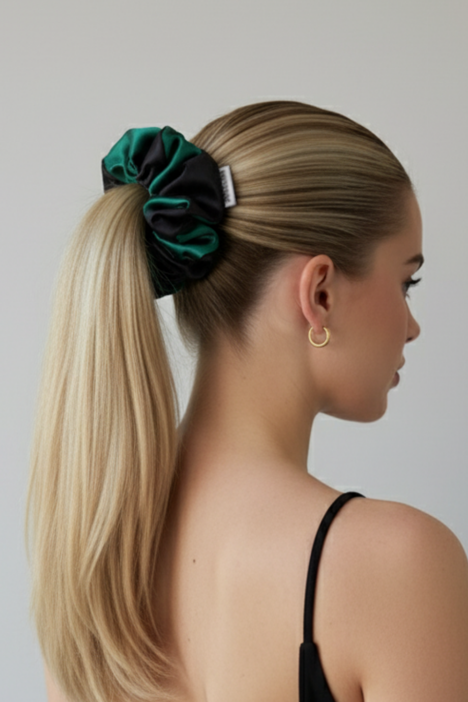 Saten Scrunchie Lastik Toka Koyu Yeşil