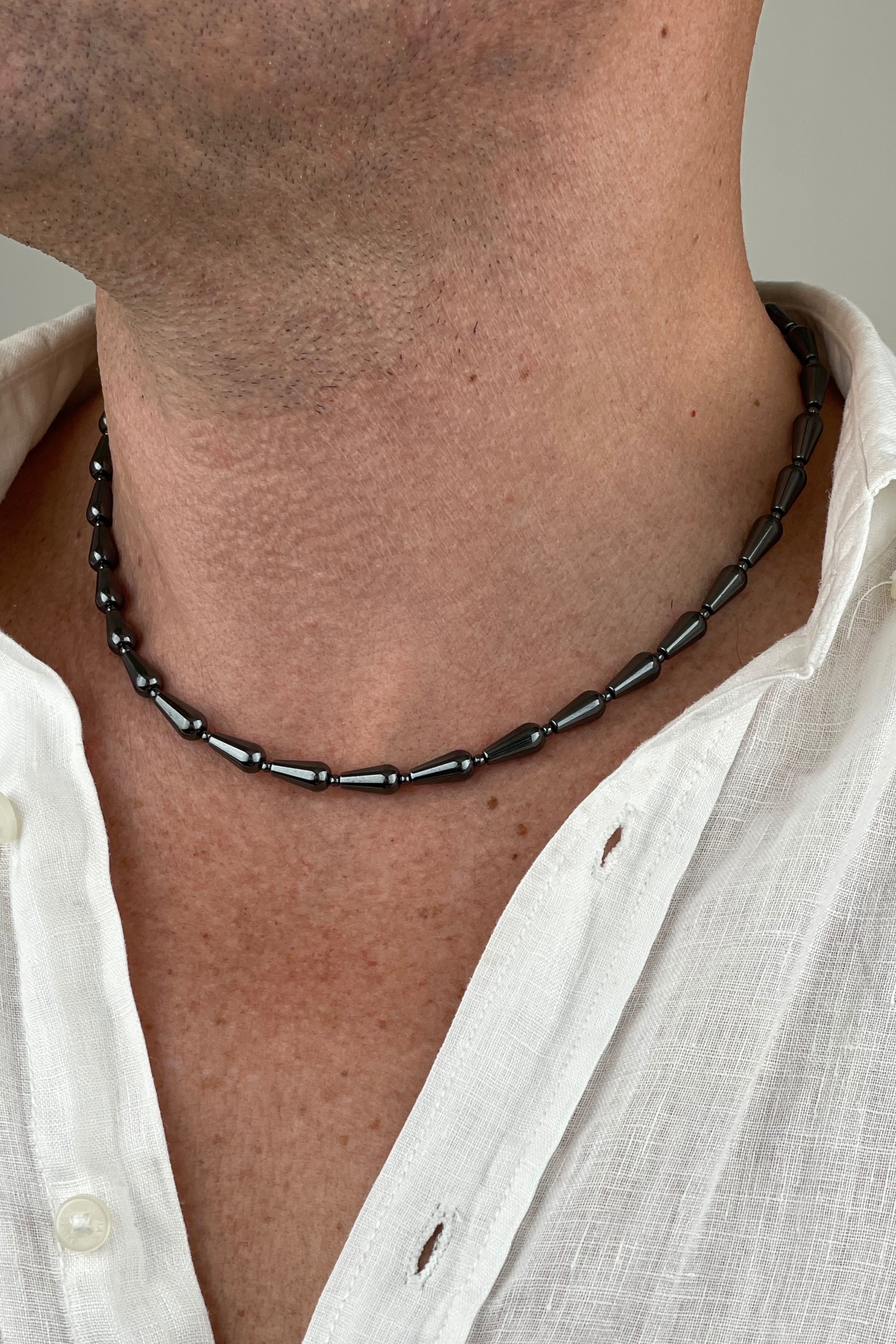 Hematit Taşlı Erkek Kolye