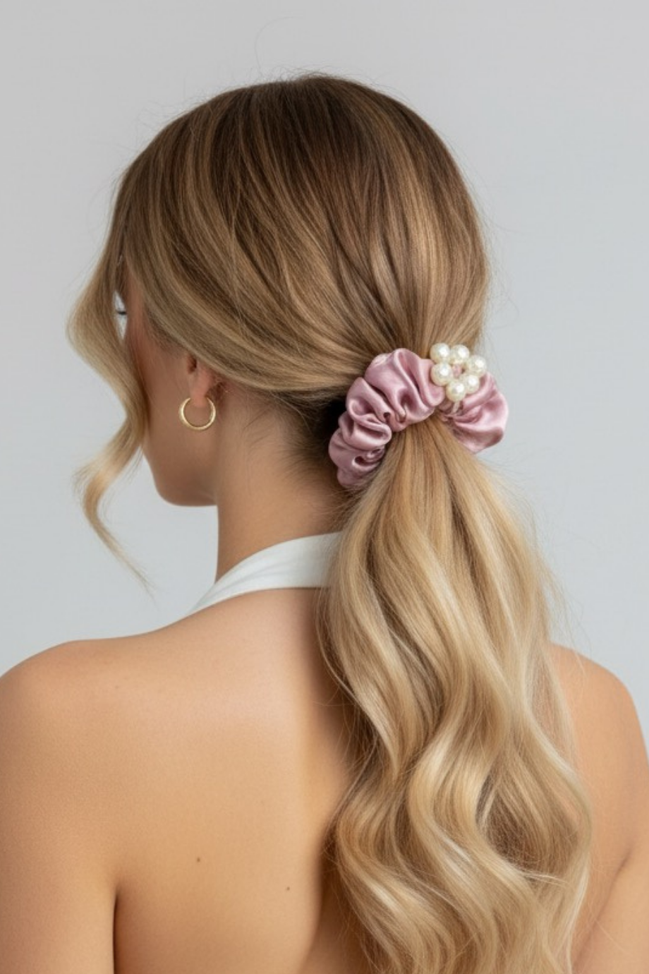 Pudra Saten Scrunchie Lastik Toka  Modelleri