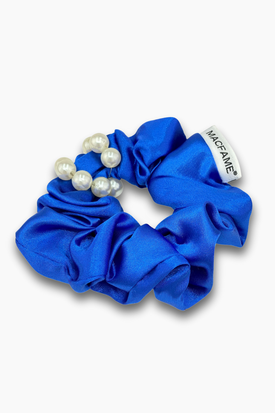 Hediye İncili Scrunchie Toka Saks Mavisi