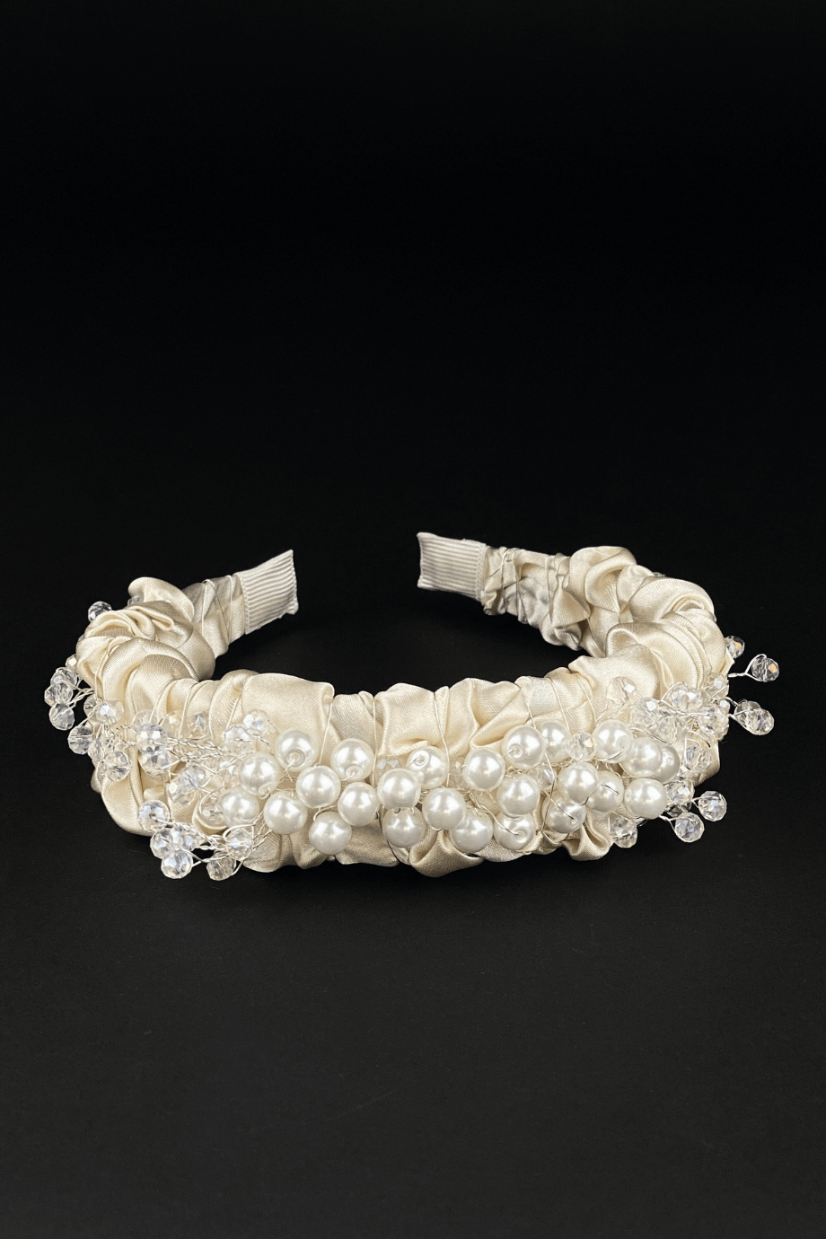 Crystal & Pearl Bridal Headband Cream