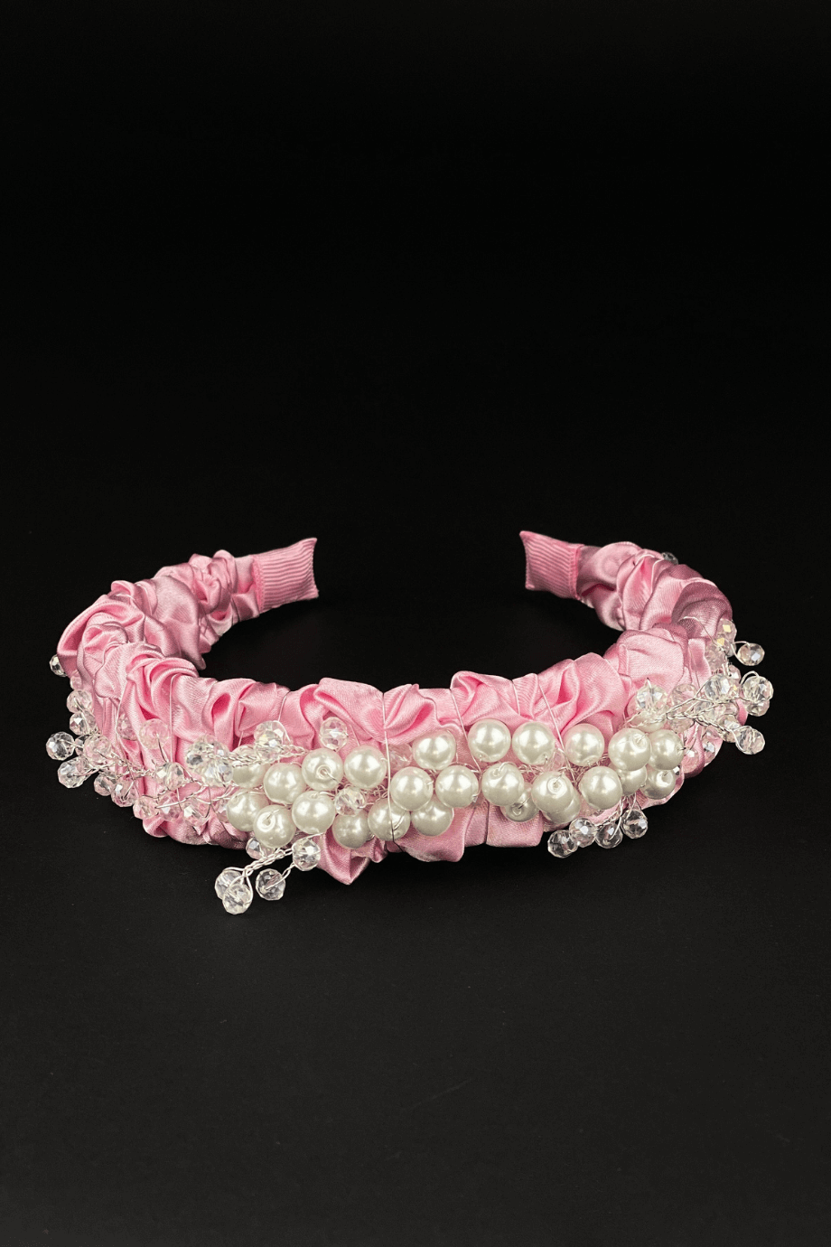 Crystal & Pearl Bridal Headband Pink