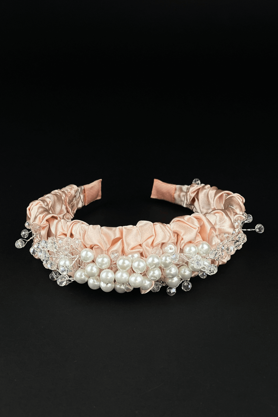 Crystal & Pearl Bridal Headband Salmon