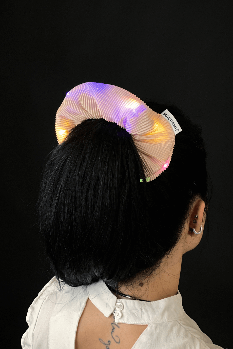 Light Up Scrunchie Beige