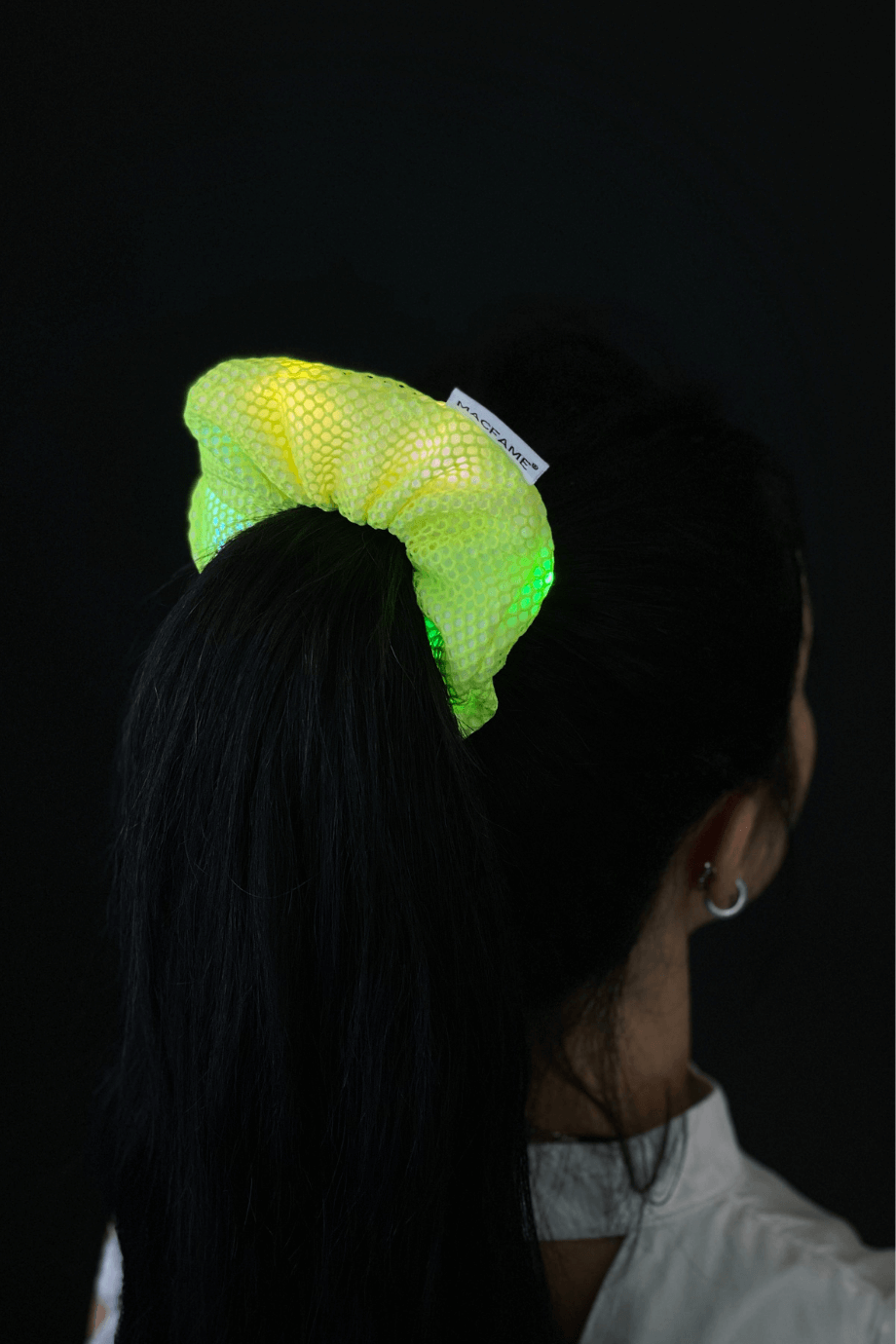 Işıklı Scrunchie Lastik Toka Yeşil