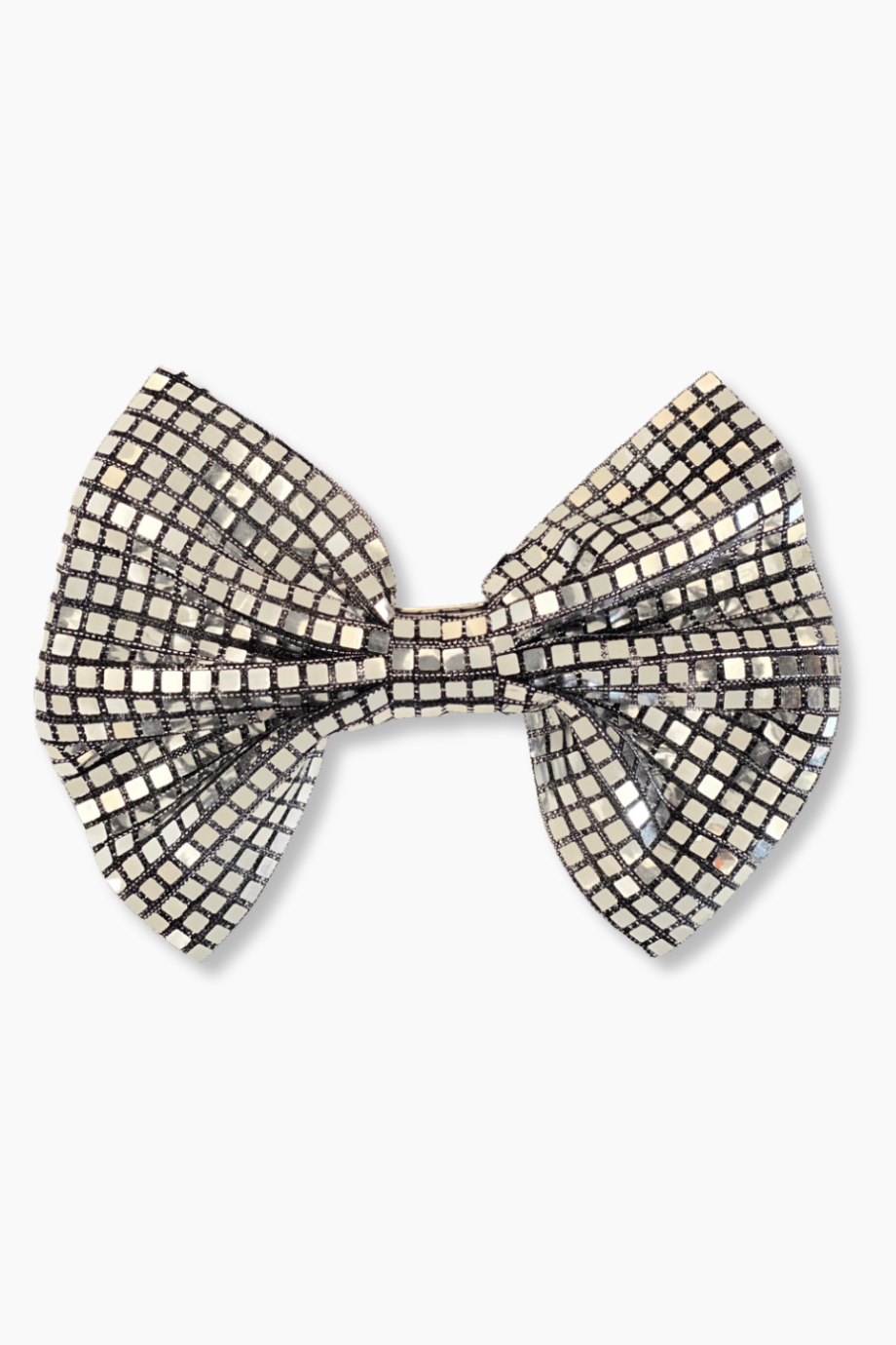 Silver Sequin Bow Tie Barrette