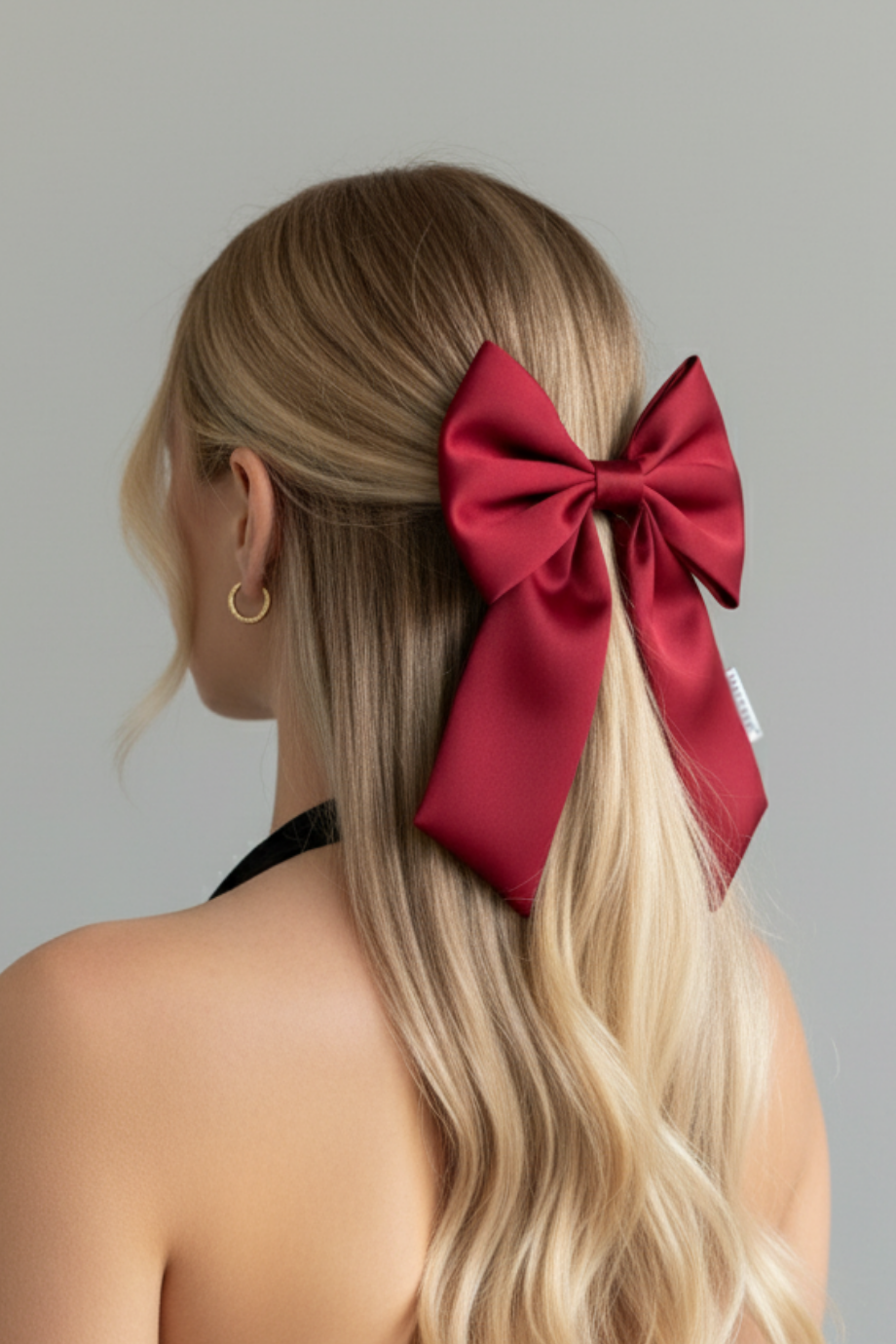 Kadın Saten Bordo Fiyonk Saç Tokası
