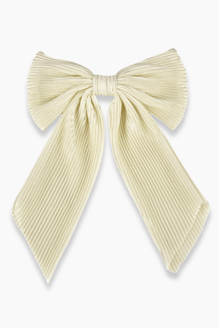 White Long Tail Pleated Bow Barrette