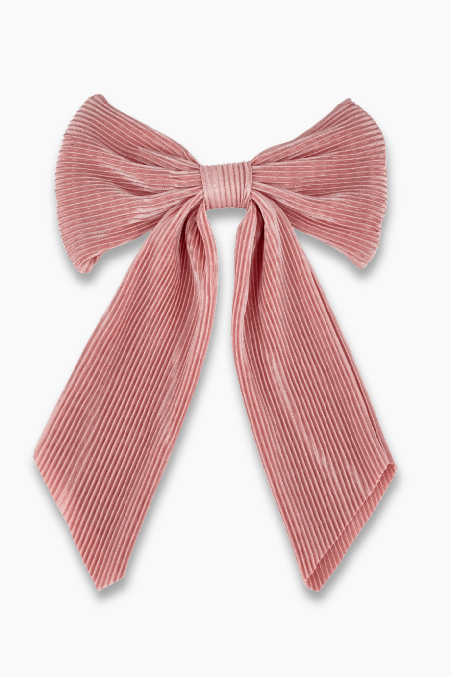 Pink Long Tail Pleated Bow Barrette