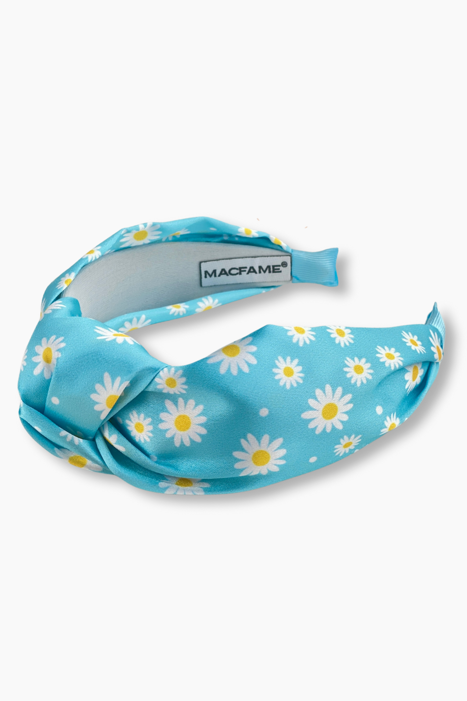Daisy Printed Satin Headband Blue