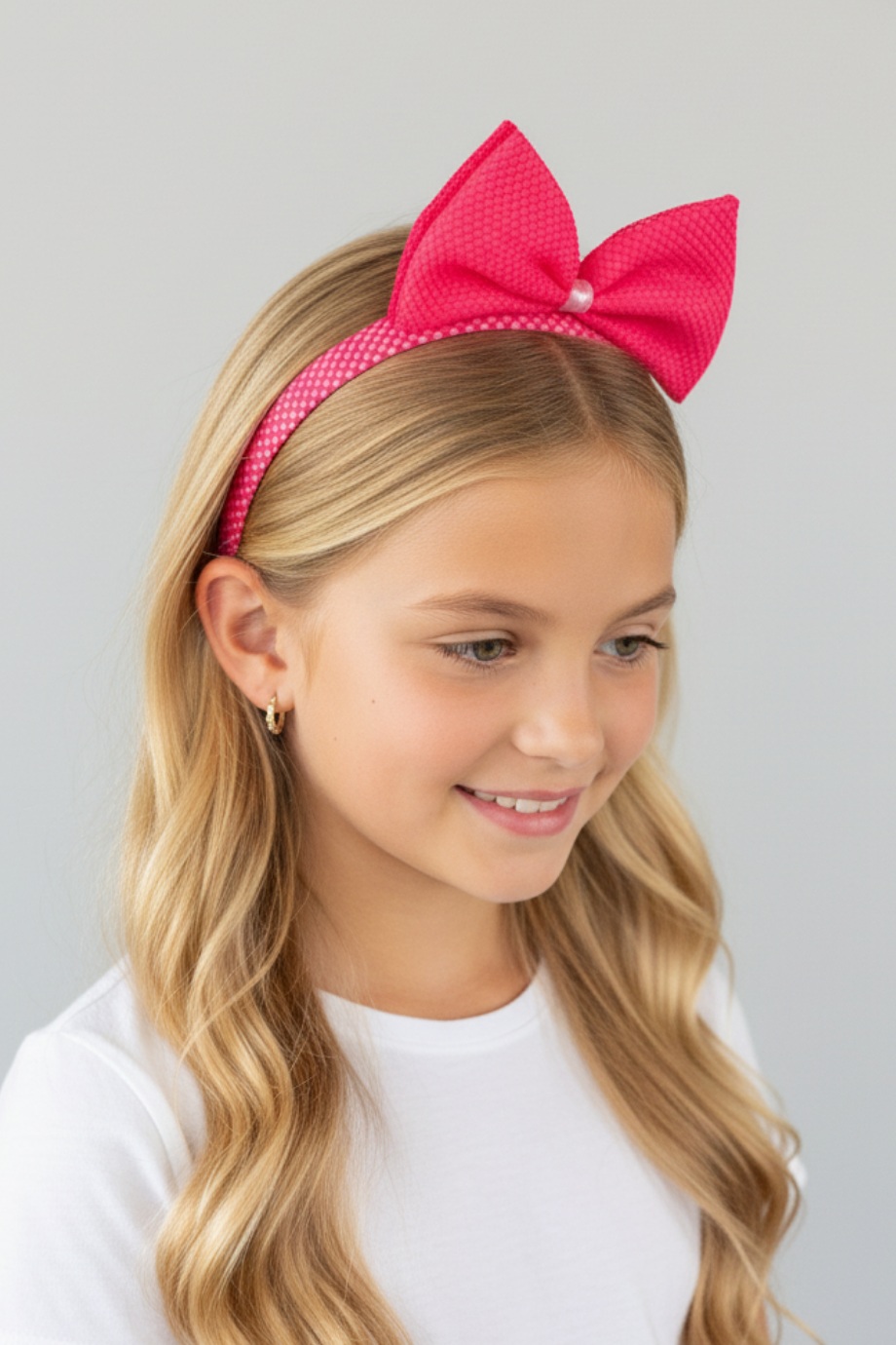Macfame Neon Netted Peak Eared Kids Tiara Pink