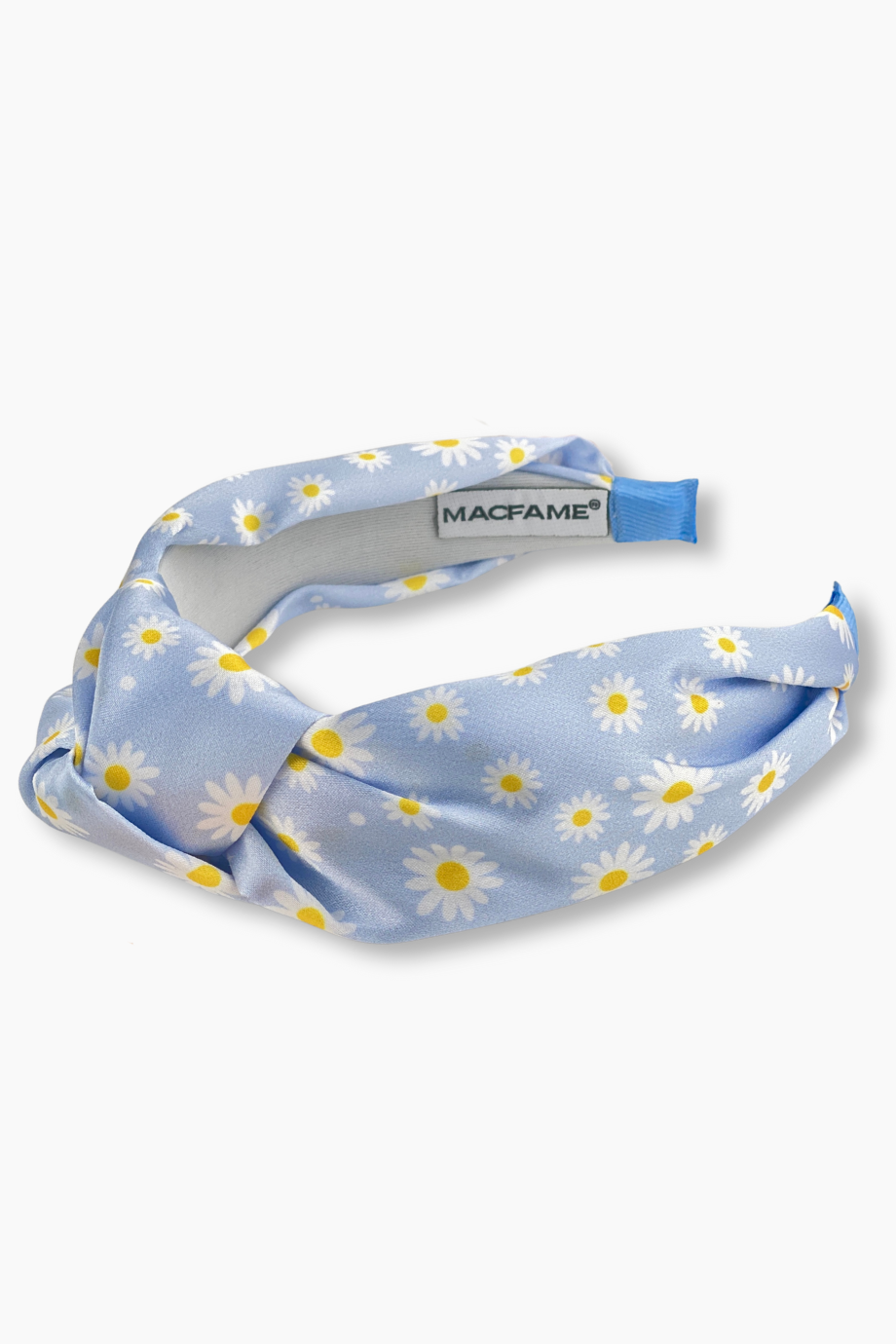 Daisy Printed Satin Headband Light Blue