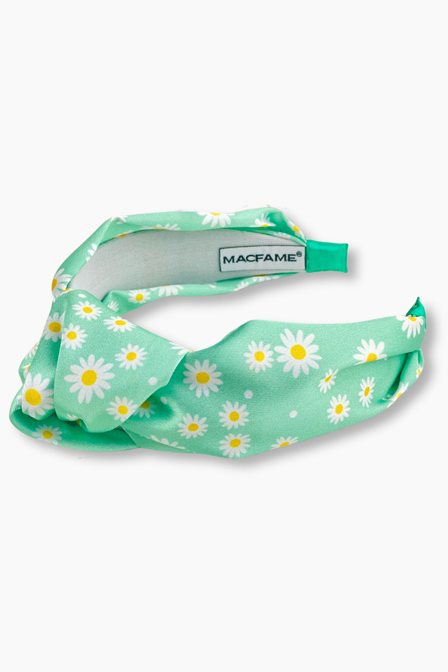 Daisy Printed Satin Headband Green