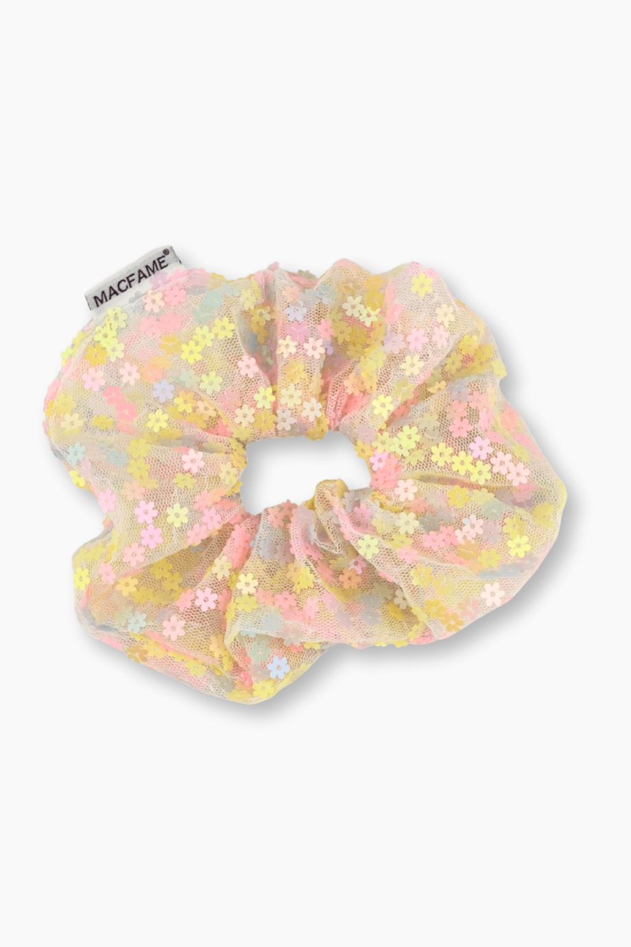 Papatya Desenli Pembe Scrunchie Lastik Toka