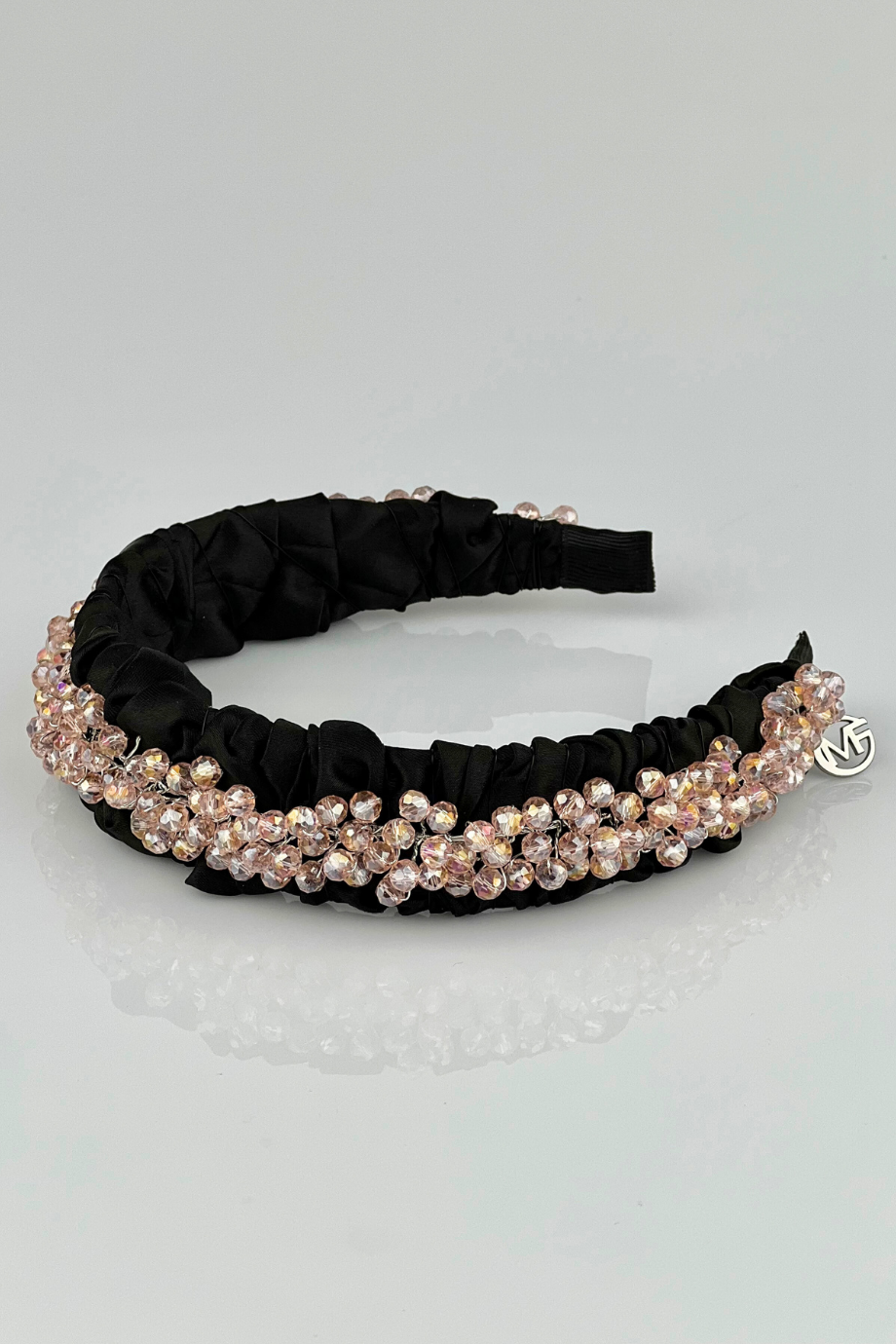 Gold Crystal Bridal Headband Black