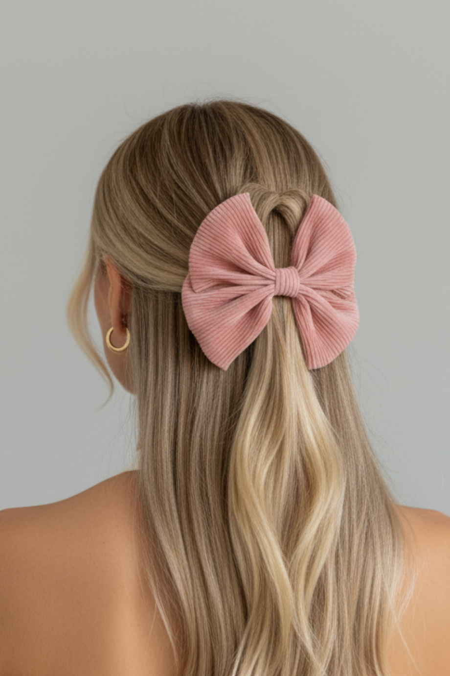 Pink Pleated Bow Hair Clip