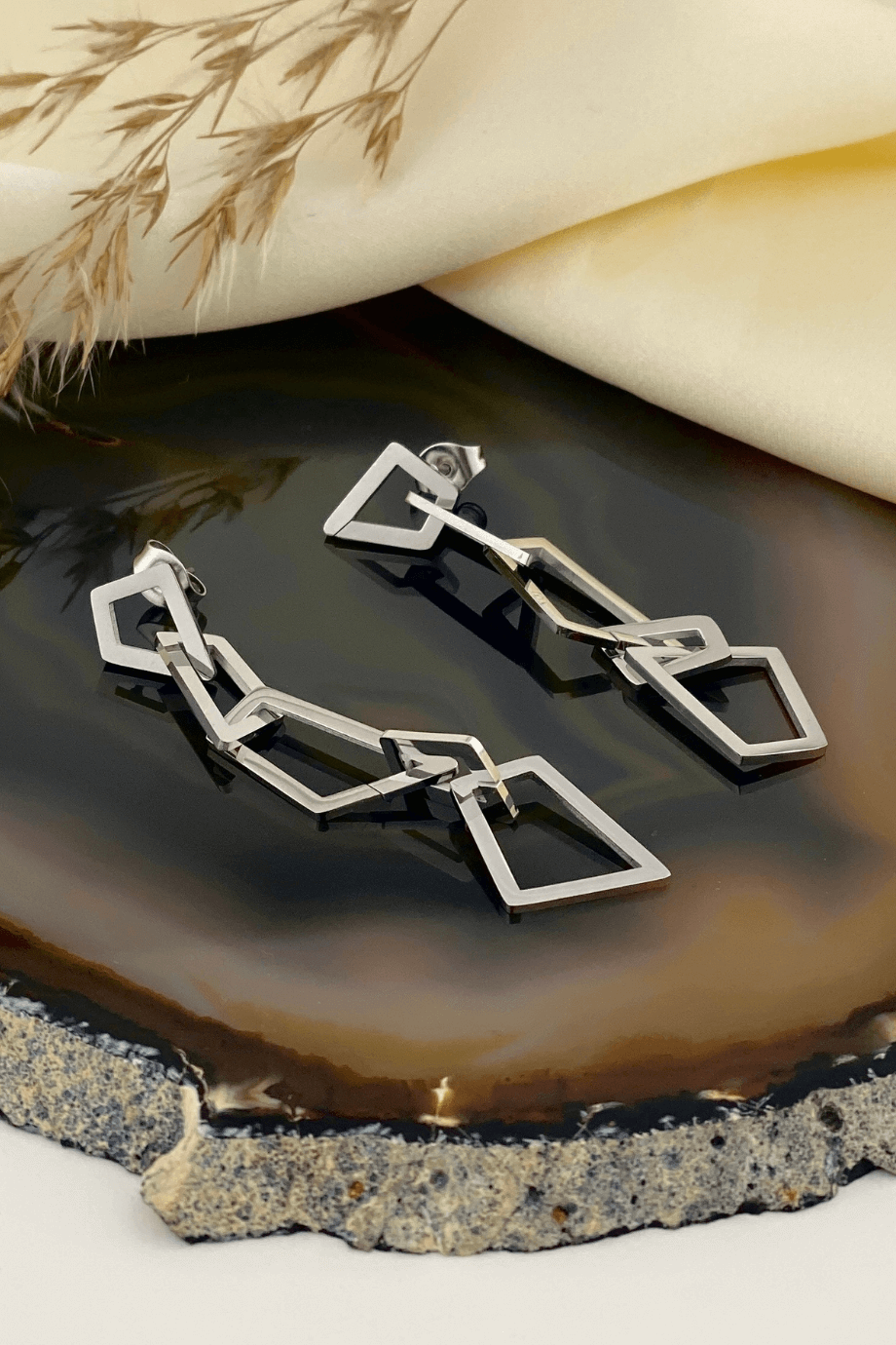 Asymmetric Dangle Earrings Silver