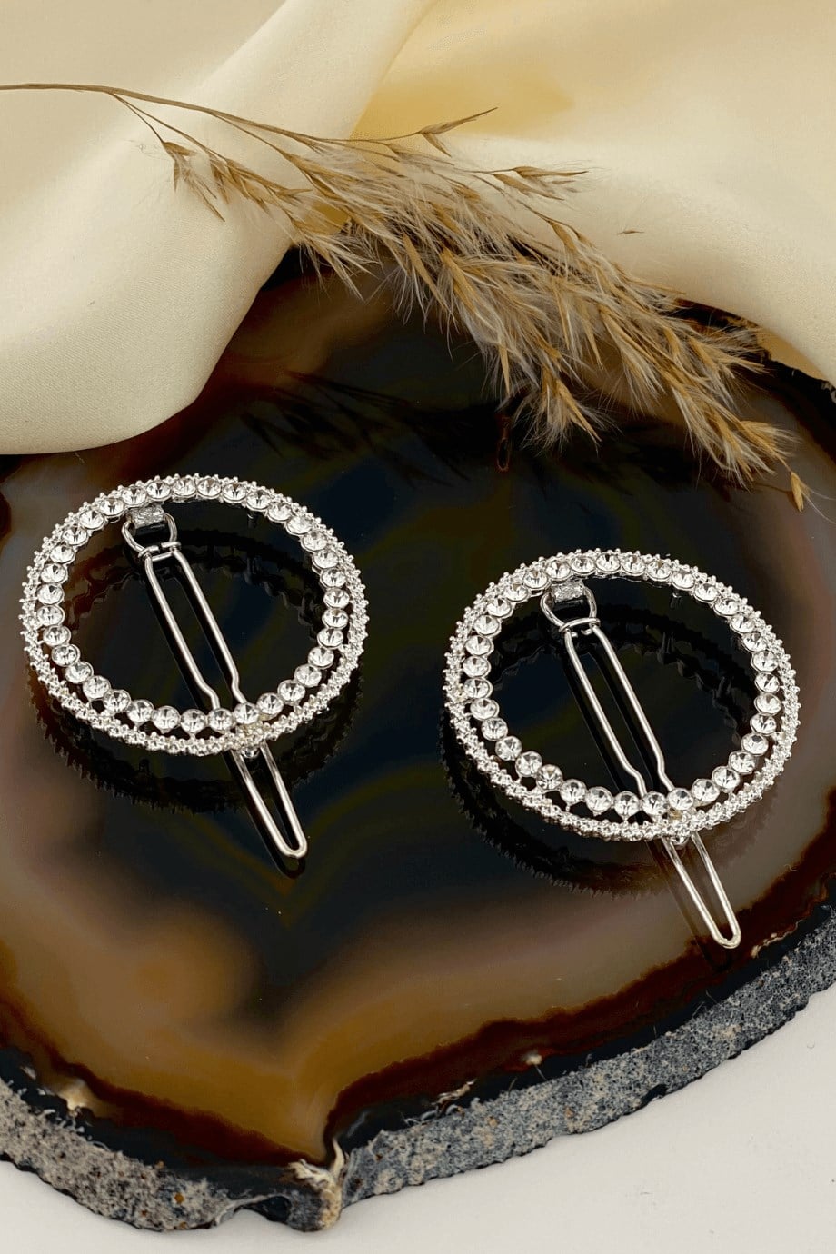 Tokasepeti Buckle Round Detailed Stone Double Side Buckle Set Lame