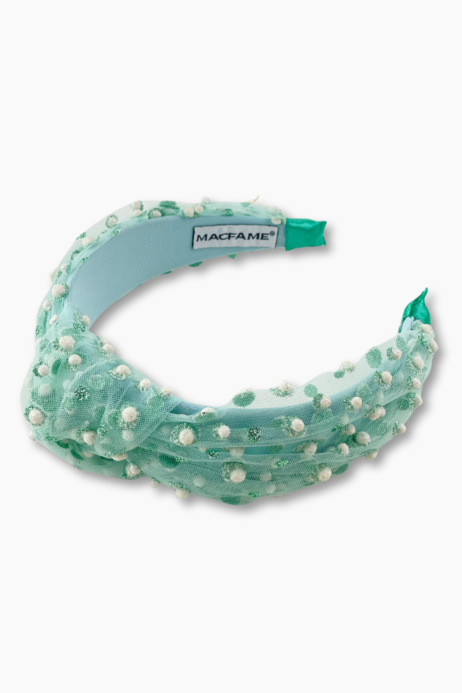 Turquoise Pompom Tulle Knotted Headband