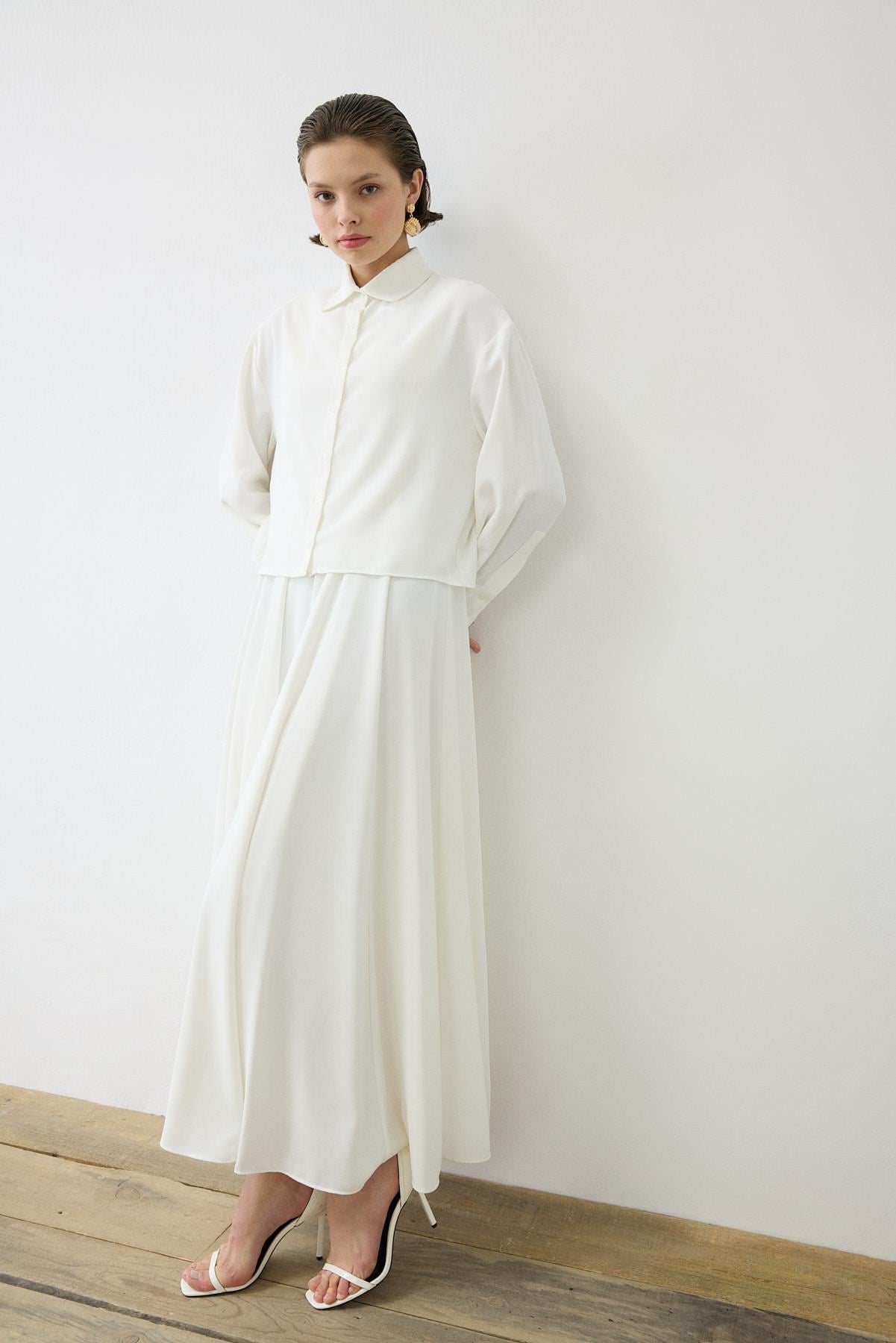 ALIZA CREPE CROPPED SHIRT WHITE