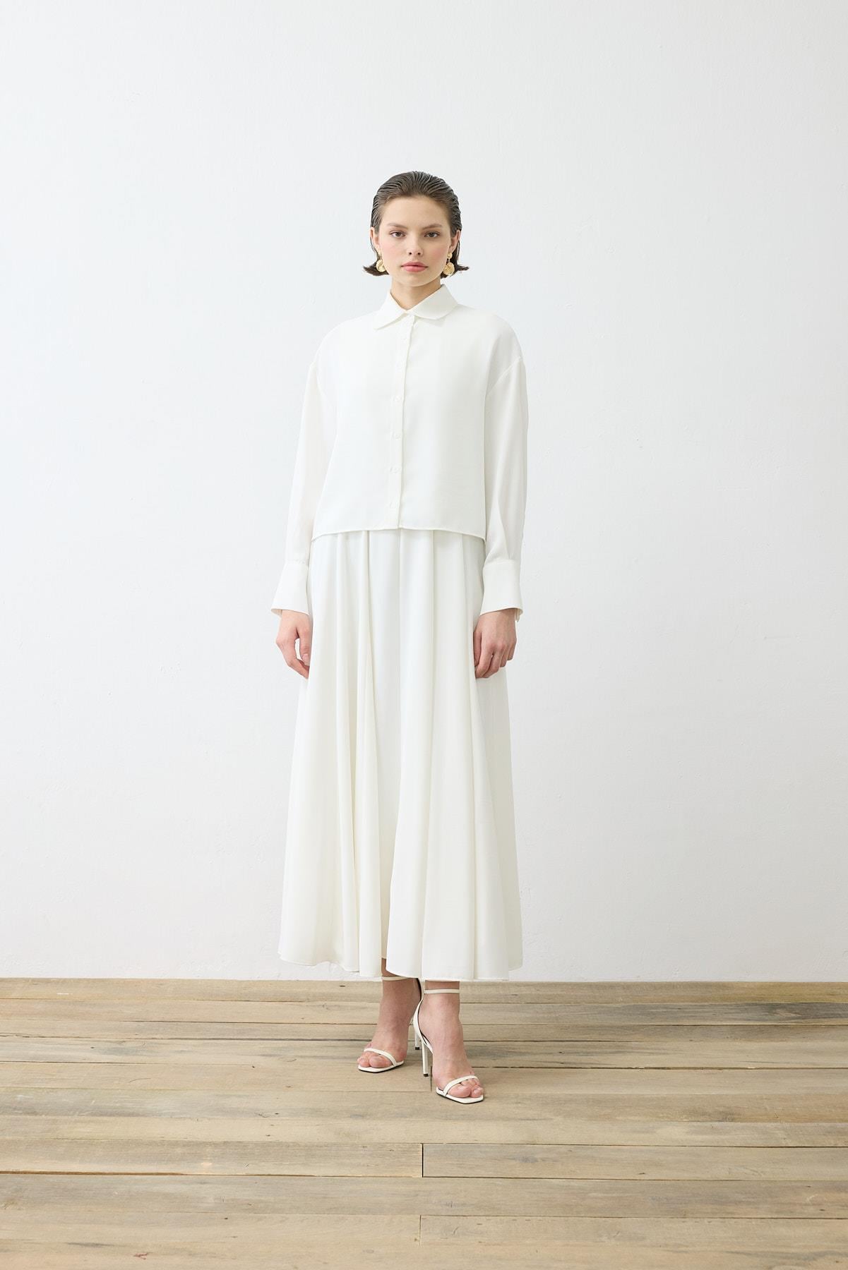 ALIZA CREPE CROPPED SHIRT WHITE