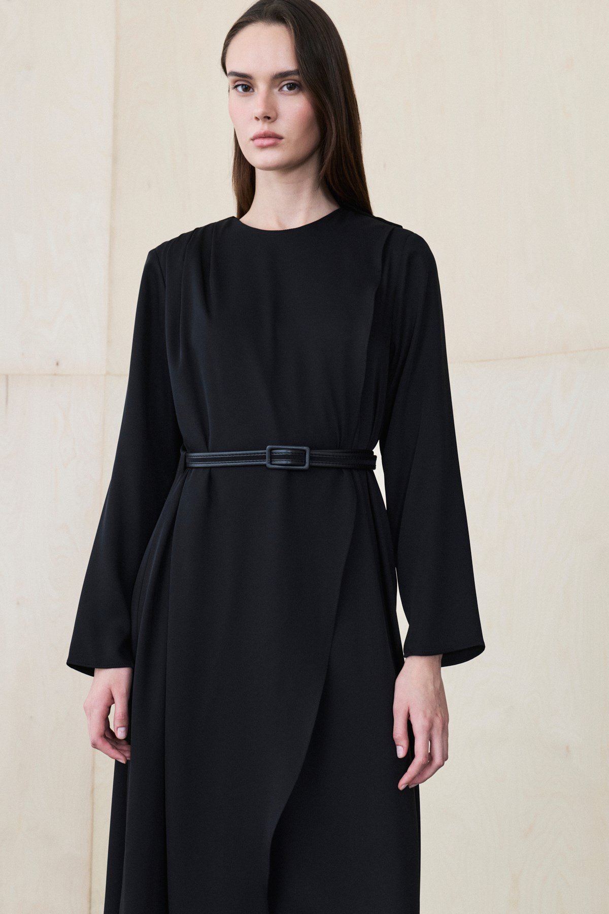 AMARA CREPE KAPAK DETAIL DRESS BLACK