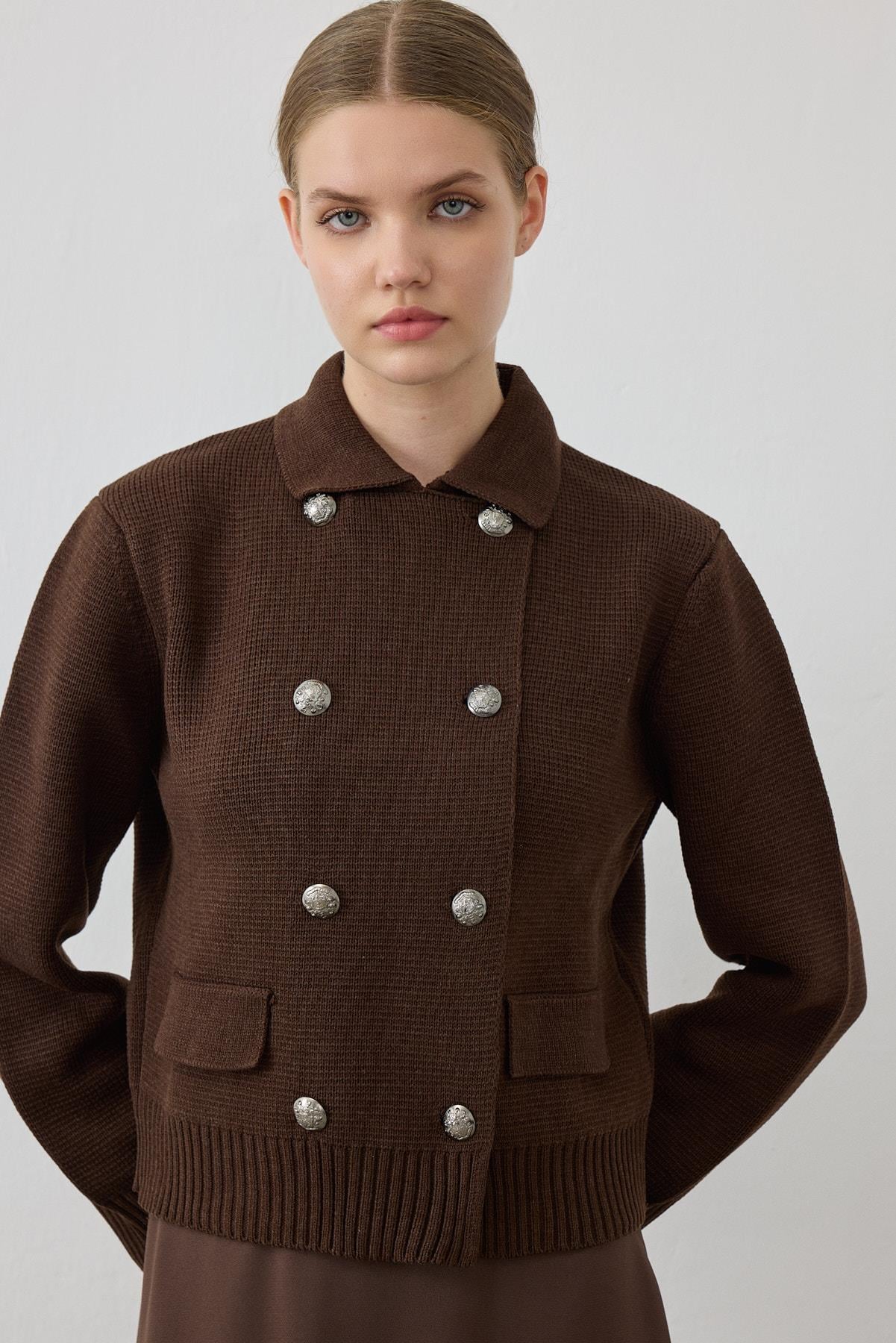 AMARA COTTON KNIT JACKET BROWN