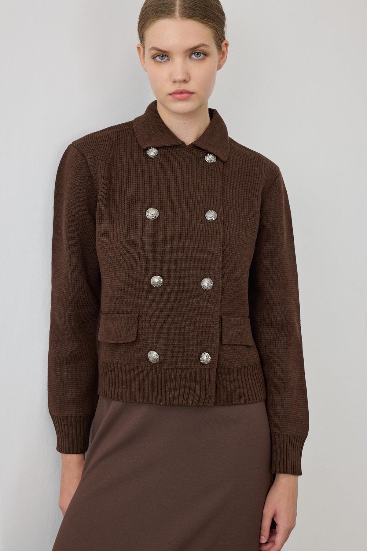 AMARA COTTON KNIT JACKET BROWN