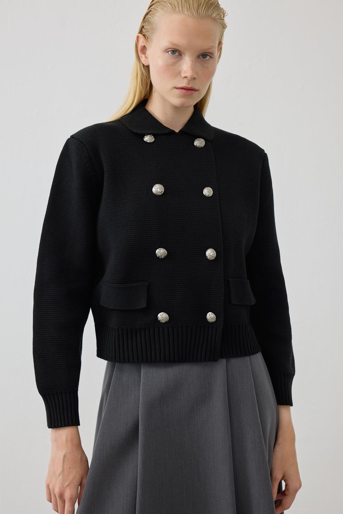AMARA COTTON KNIT JACKET BLACK