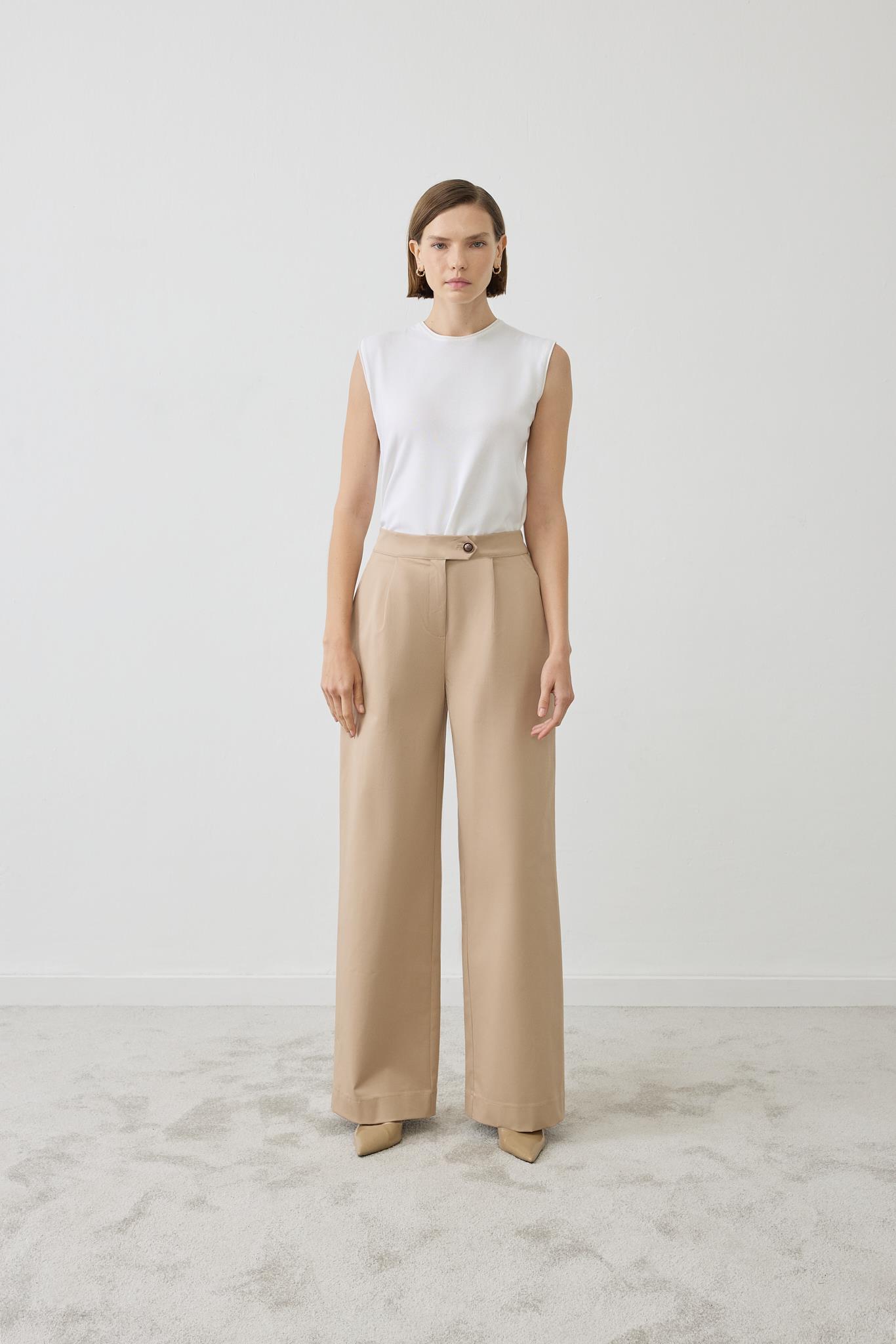 AMORE GABARDİN CEPLİ PANTOLON TAKIM CAMEL