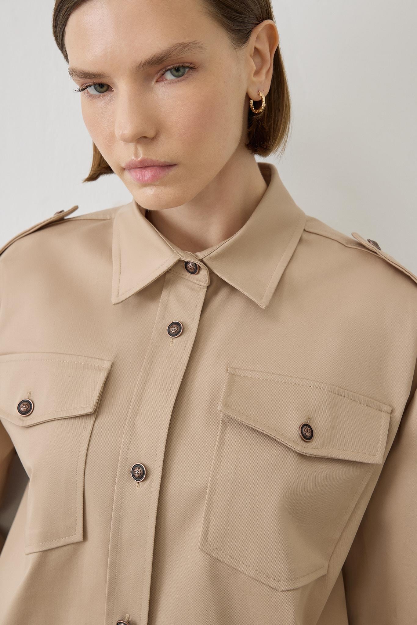 AMORE GABARDİN CEPLİ PANTOLON TAKIM CAMEL