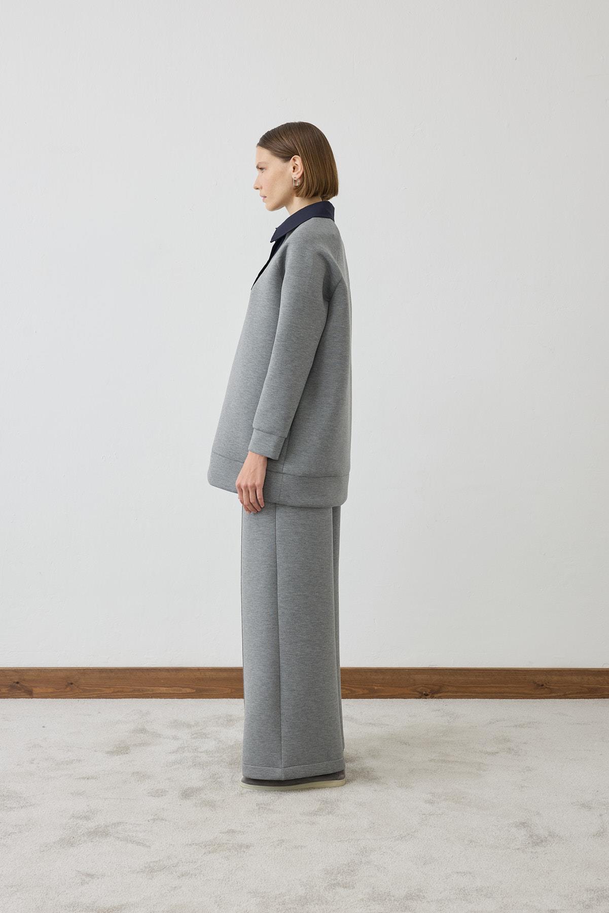 ARVEN COLLAR DETAIL SCUBA SET GRAY MELANGE