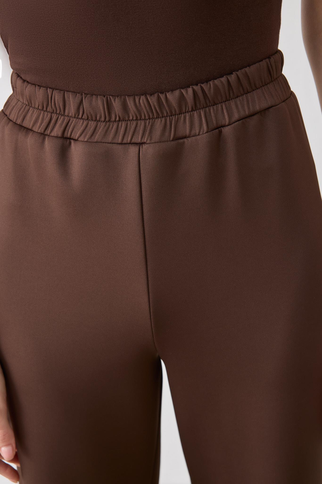 ASEL SCUBA WIDE LEG PANTS DARK BROWN