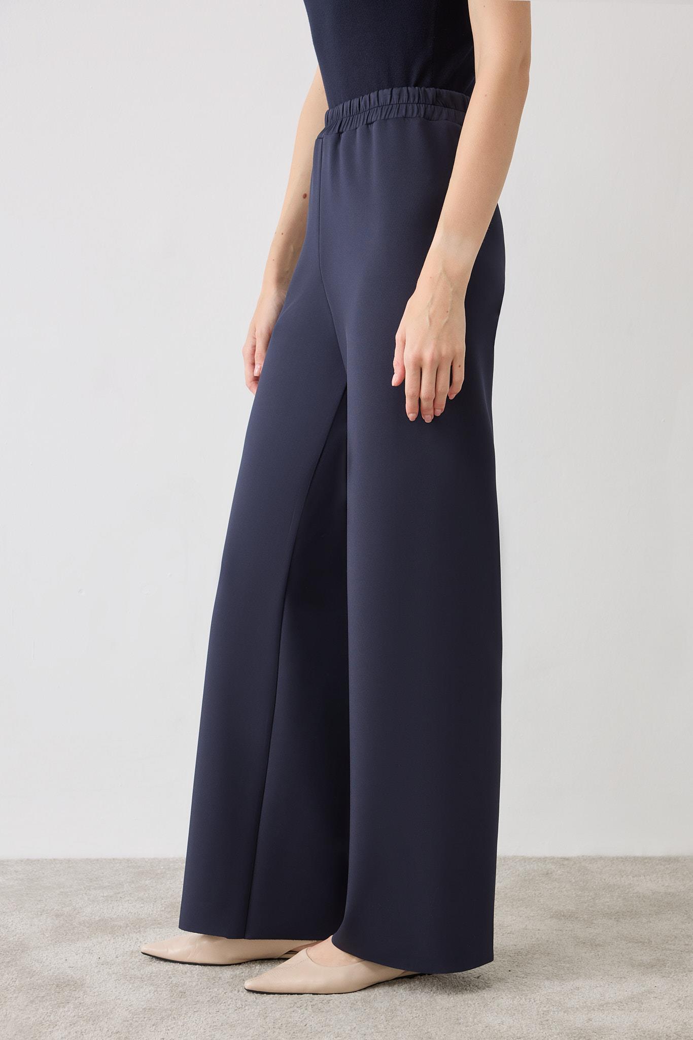 ASEL SCUBA WIDE LEG PANTS NAVY BLUE