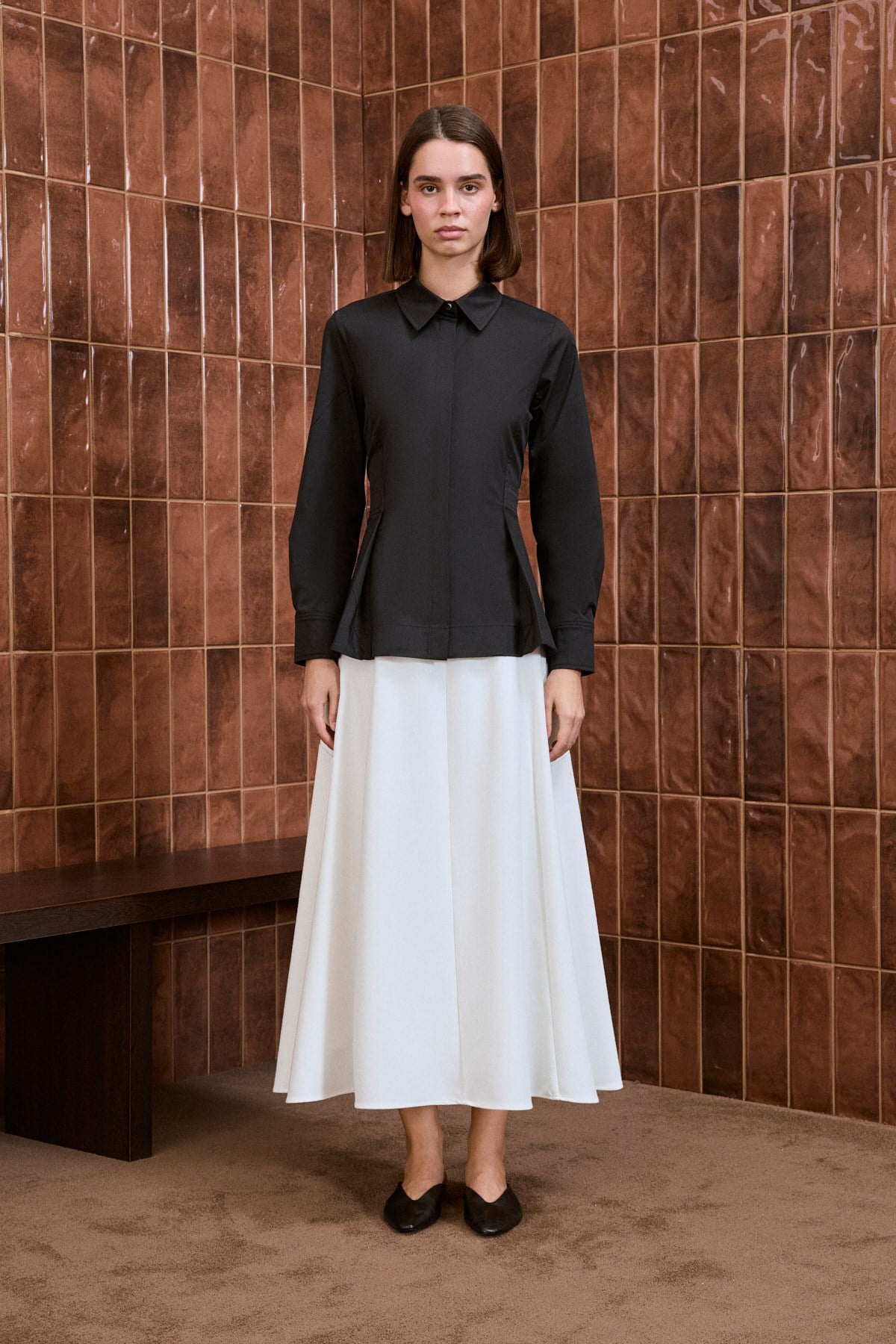 AVA PEPLUM PAPER TOUCH SHIRT BLACK