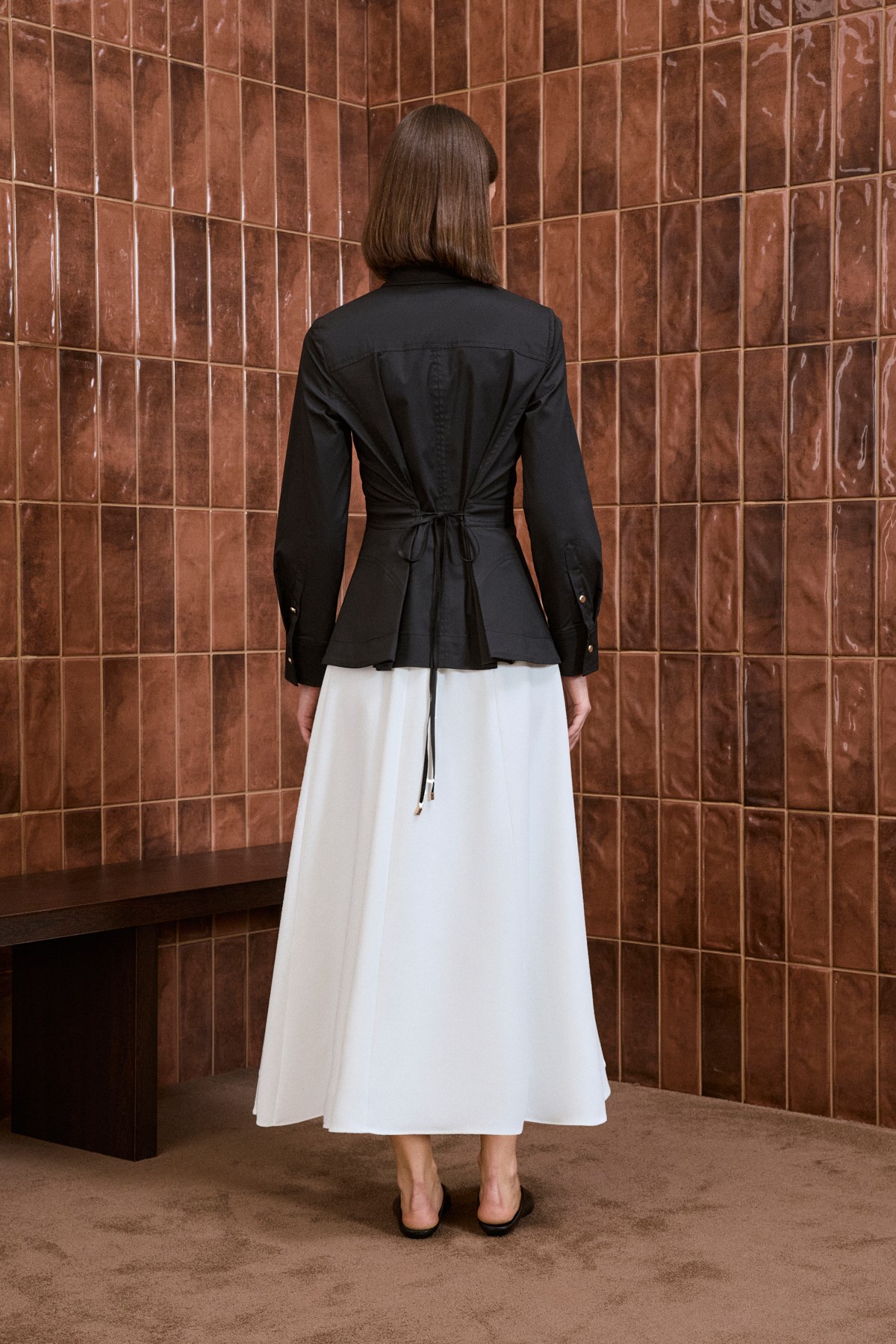 AVA PEPLUM PAPER TOUCH SHIRT BLACK