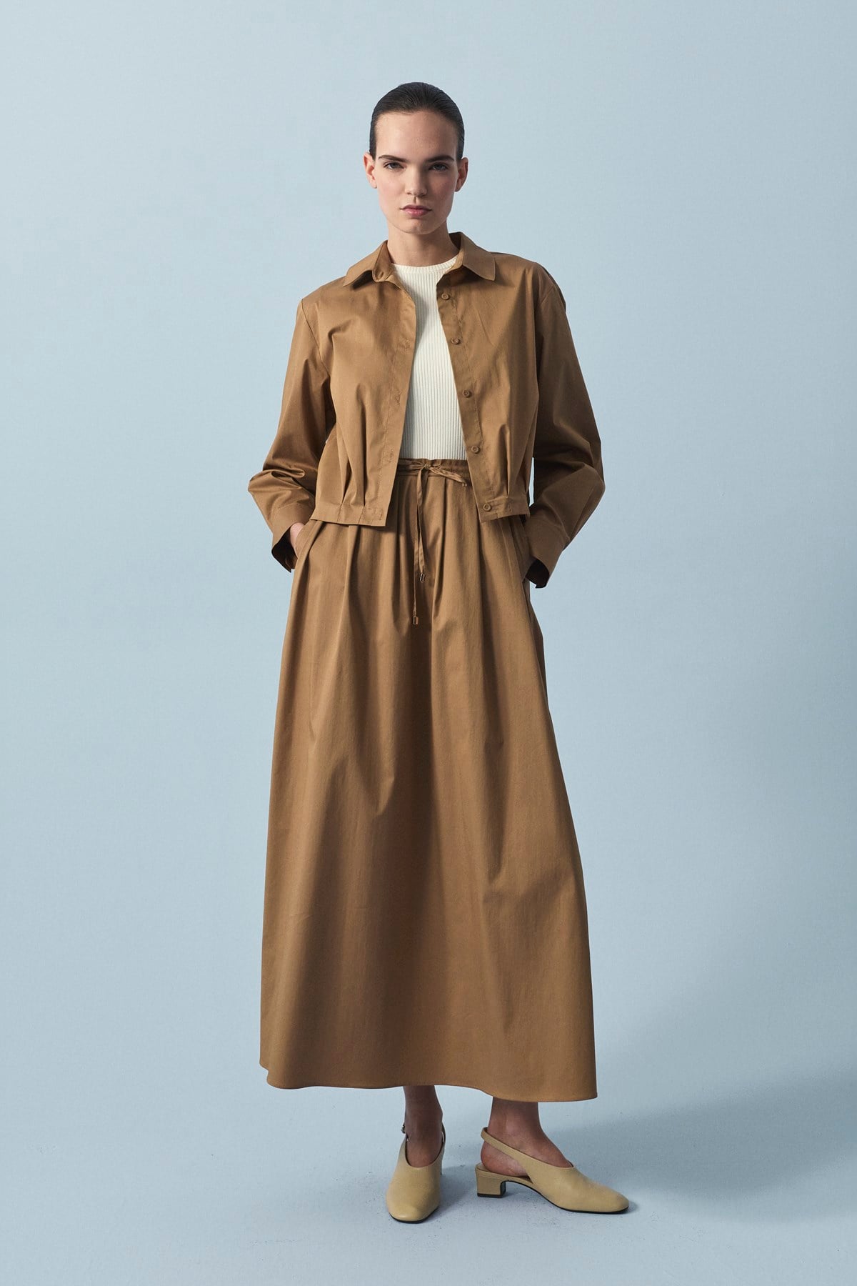 AXCEL KOTON ELBİSE - GÖMLEK TAKIM CAMEL